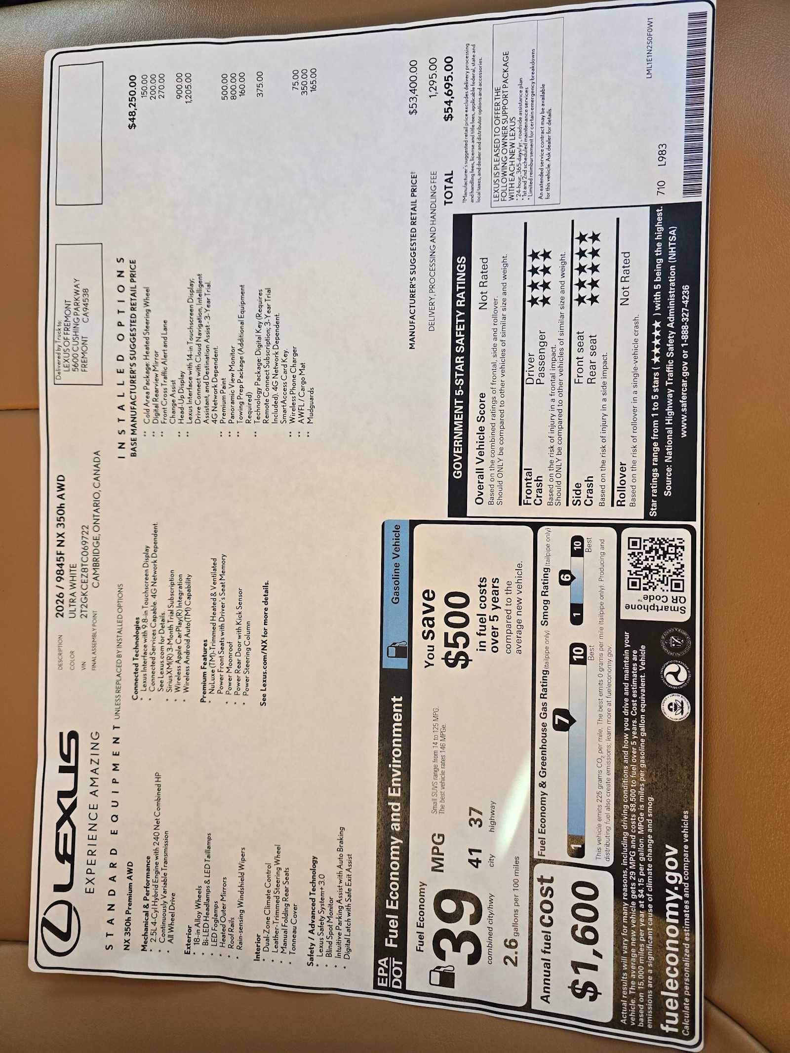 2026 Lexus NX 350h PREMIUM