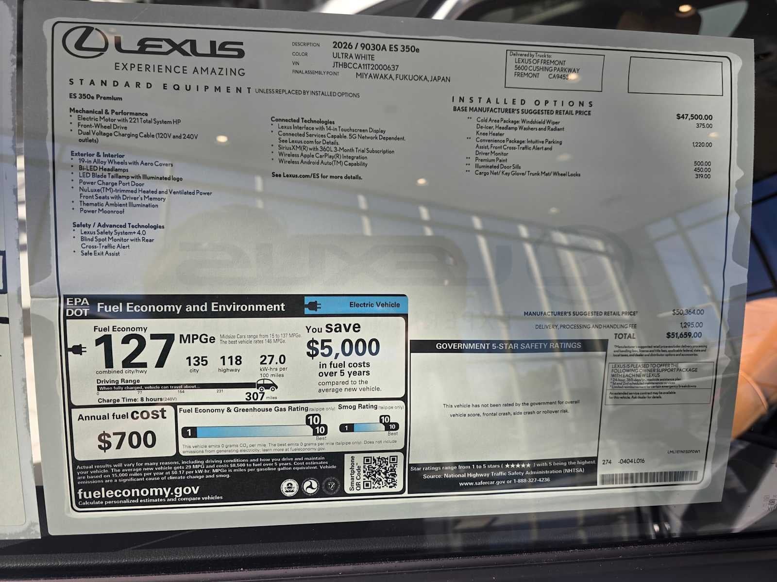 2026 Lexus ES 350e PREMIUM
