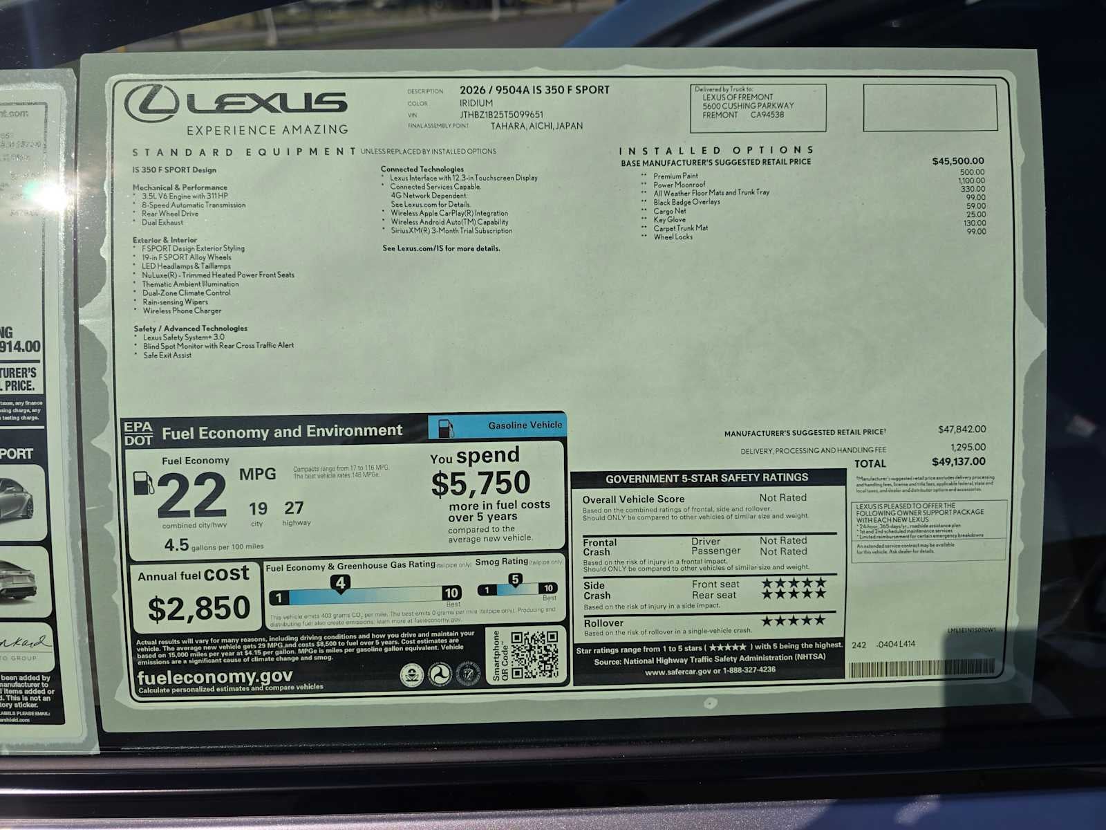 2026 Lexus IS 350 F SPORT DESIGN