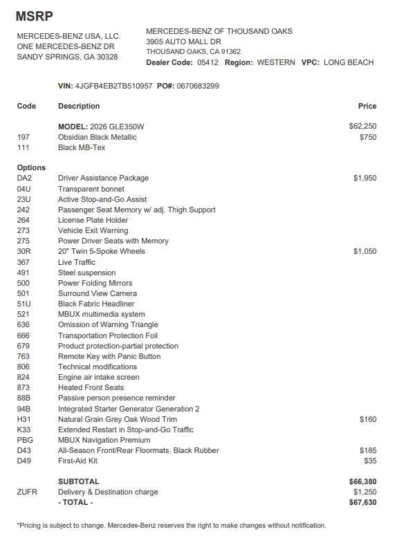 2026 Mercedes-Benz GLE 350 SUV