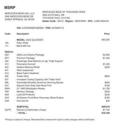 2023 Mercedes-Benz GLE GLE 350