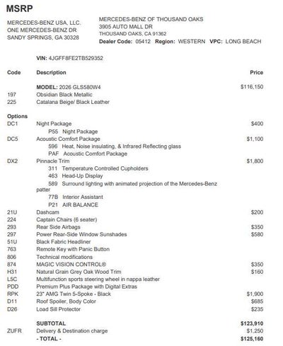 2026 Mercedes-Benz GLS GLS 580