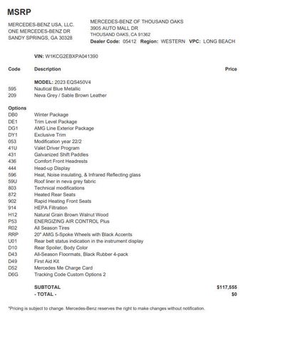 2023 Mercedes-Benz EQS 450 4MATIC® Sedan