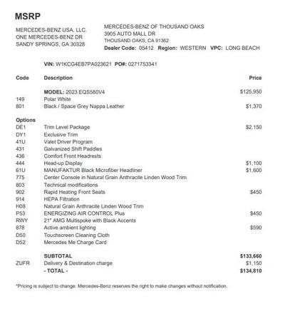 2023 Mercedes-Benz EQS EQS 580