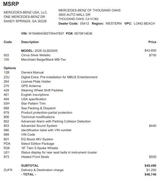 2026 Mercedes-Benz GLB 250 SUV