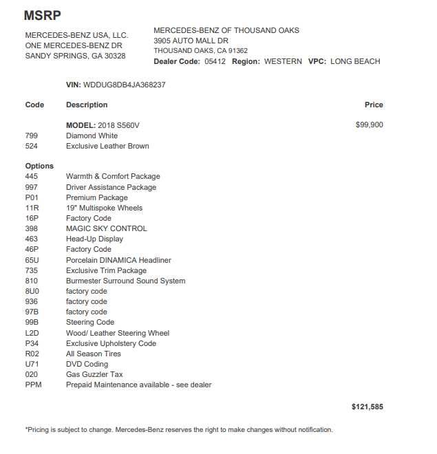 2018 Mercedes-Benz S 560 S 560