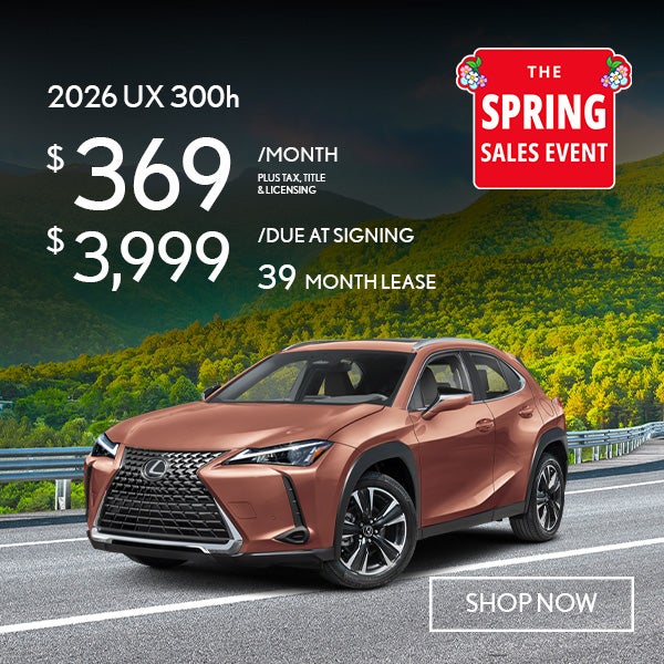 2026 UX 300h Lease for $369 per month for 39 months.