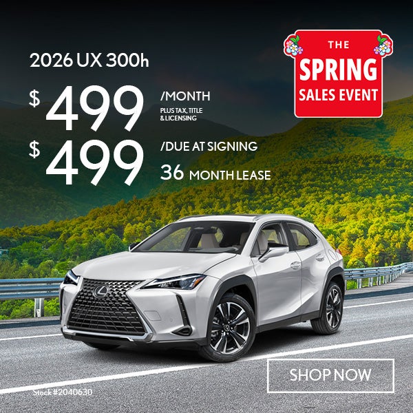 2026 Lexus UX 300h Lease from $499 per month for 36 months.